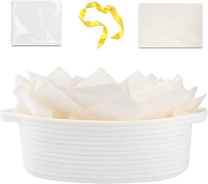 OIAHOMY Gift Basket Empty with Handle, Ribbon and Wrap Tissue Paper, Dog Toy by MasterofSpaceOptimization
