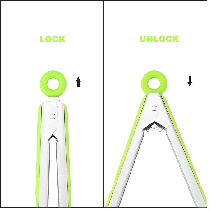BBQ Tongs 4-Pack, Green Silicone, Heat Resistant to 500°F