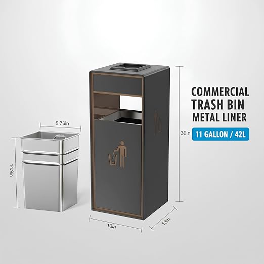 Stainless Steel Commercial Trash Can, Heavy Duty Brushed Finish Garbage Bin - Image 2