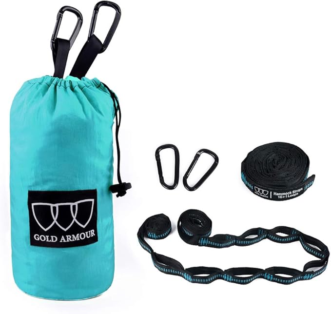 Camping Hammock for 2, Seafoam Nylon with Tree Straps, 500 lb Limit