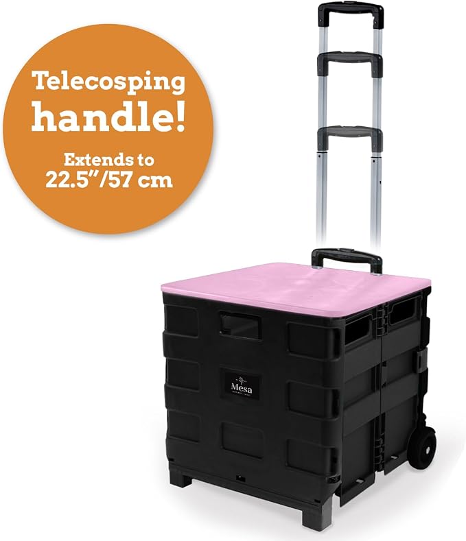Inspired Living Collapsible Ultra-Slim Pack-N-Roll, 2 Wheel Utility Cart w/Lid - Image 4