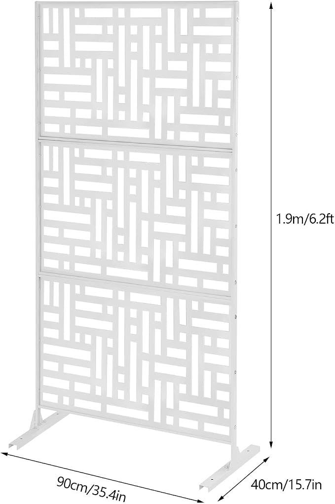 Metal Privacy Screen 75" H x 35" W Freestanding Outdoor Privacy Panels Fence - Image 6