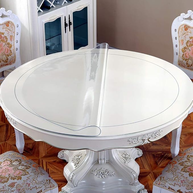 Clear PVC Tablecloth Round Plastic Crystal Table Protector Thicken Protective - Image 2