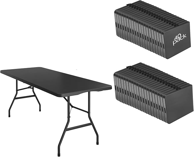 40 Pack of 6 Foot Foldable Table by VISTACASA