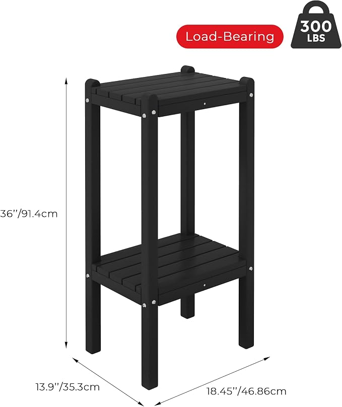 Costaelm Outdoor Side Table, 2-Tier Small Patio Coffee Tables - Image 2