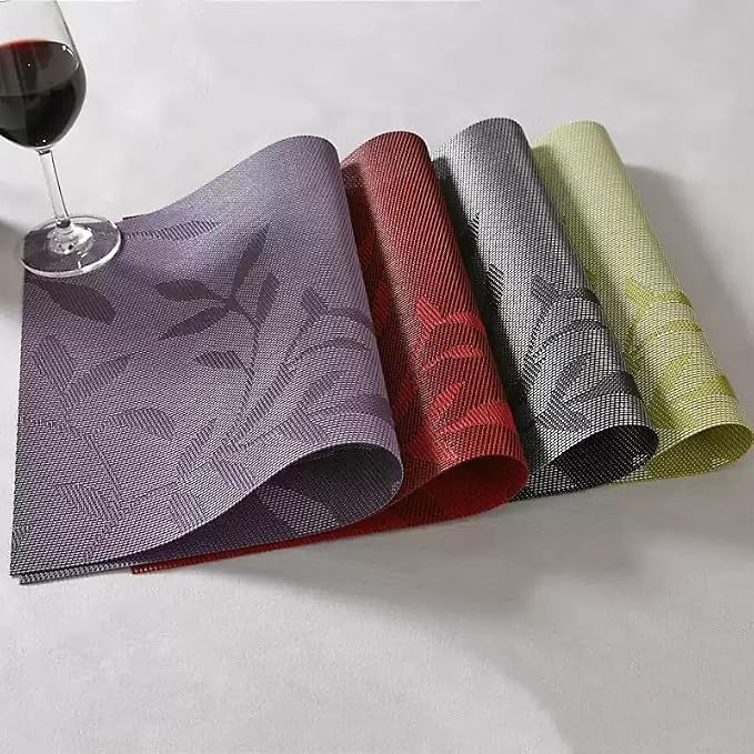 Leaf Placemats Set of 8, Non-Slip Heat-Resistant 18" x 12" Vinyl Washable - Image 5