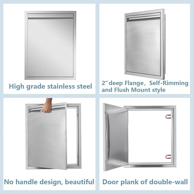 Outdoor Kitchen Door 18" W x 21" H inch Double Wall Door Panel Stainless Steel - Image 5
