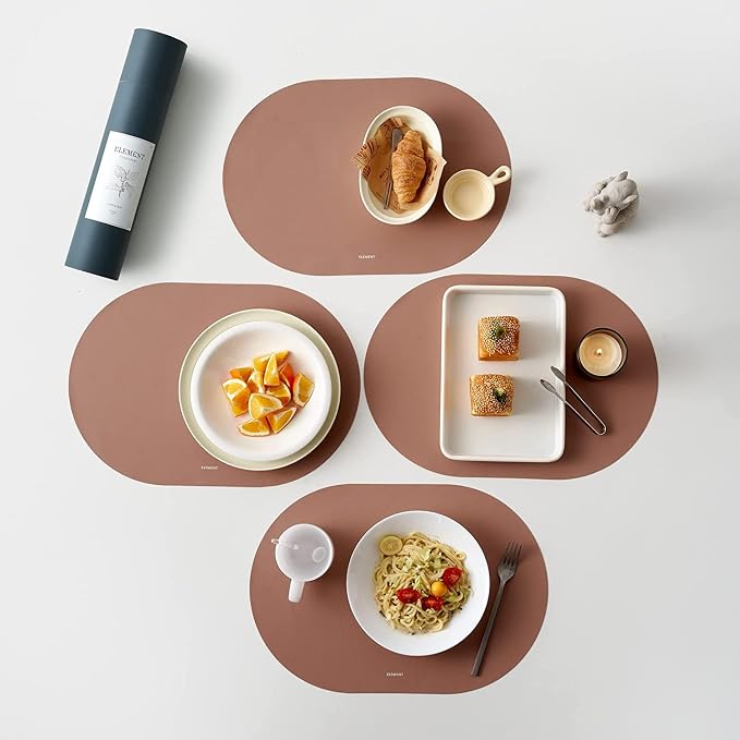 Clay Pink Oval Silicone Placemats Set of 4 – Heat Resistant, Waterproof by Unknown