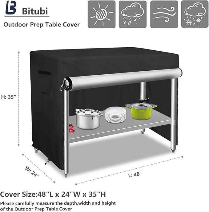 Bitubi 48 Inch Outdoor Prep Table Cover - Image 2