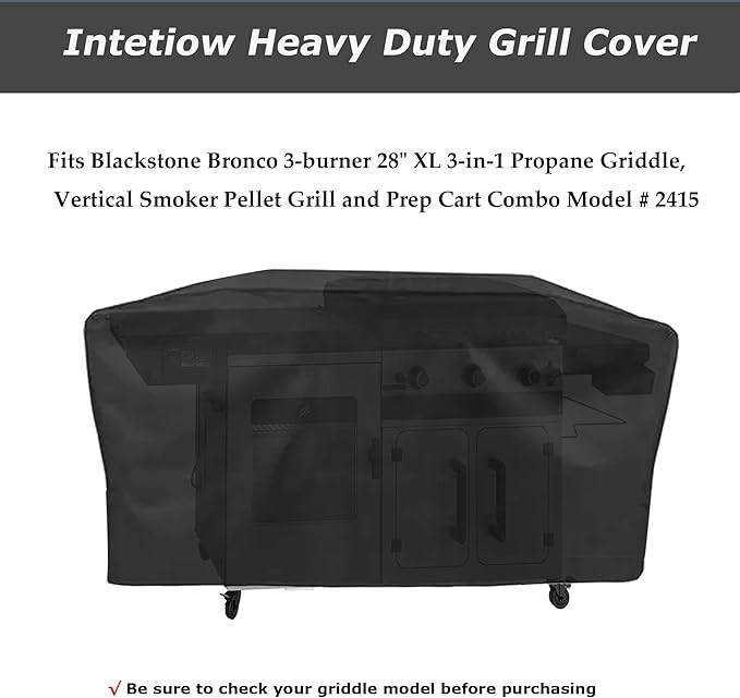 Grill Cover for Blackstone Bronco 3 Burner 28" XL Griddle Vertical Smoker - Image 2