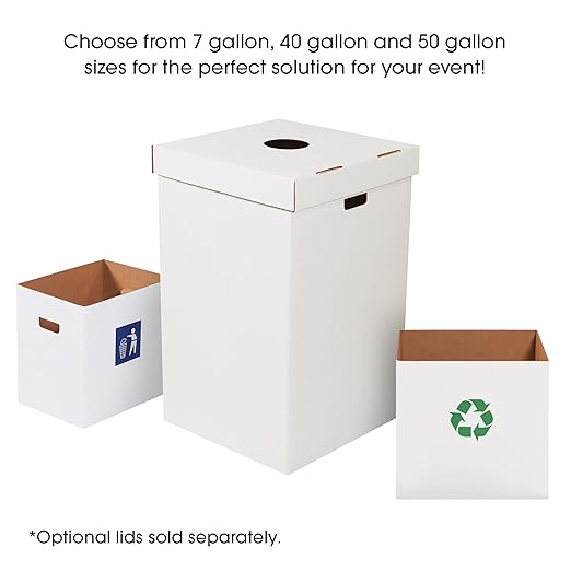Box USA 50 Gallon 18" L x 18" W x 36" H 10-Pack Cardboard Trash Cans and - Image 5