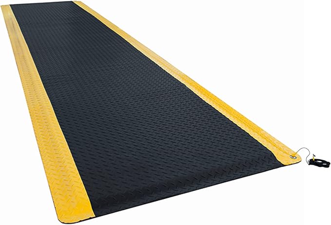 3' x 12' ESD Anti-Fatigue Conductive Mat, Durable Heavy Duty Diamond Plate by BROADIHOME