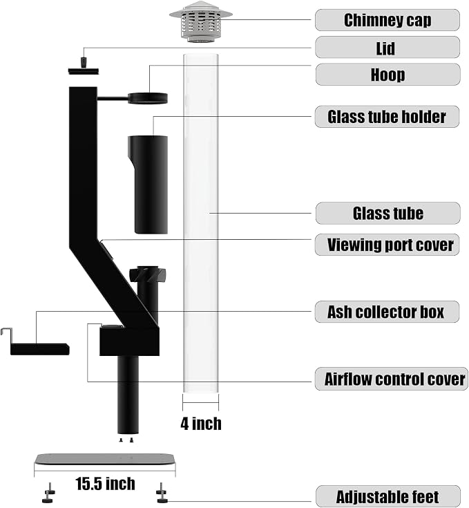 Smokeless Wood Pellet Patio Heater, Spiral Swirling Flame Glass Tube Fire Pit - Image 7