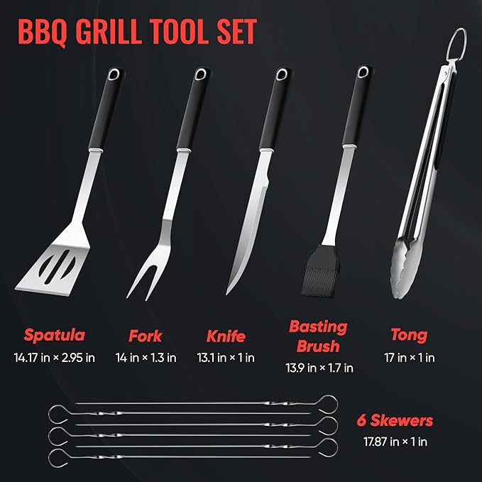 Barbecue Tool Set: Stainless Steel 11-Piece Grill Utensil Kit with Gift Box