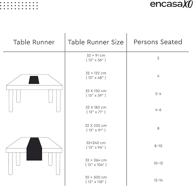 Encasa XO Table Runner 13"x36" Long | Cotton Canvas Fabric | Jet Black Solid - Image 7