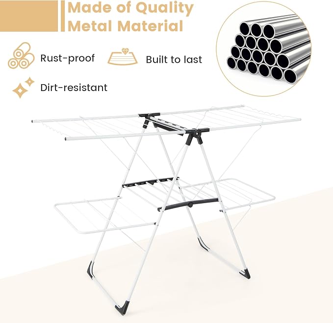GOFLAME Clothes Drying Rack, 2-Tier Folding Laundry Drying Rack - Image 5