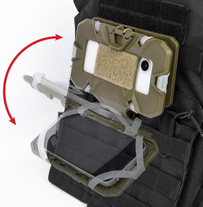 Tactical Vest Folding Plate Carrier Phone Bracket Holder, Universal Chest Phone - Image 3