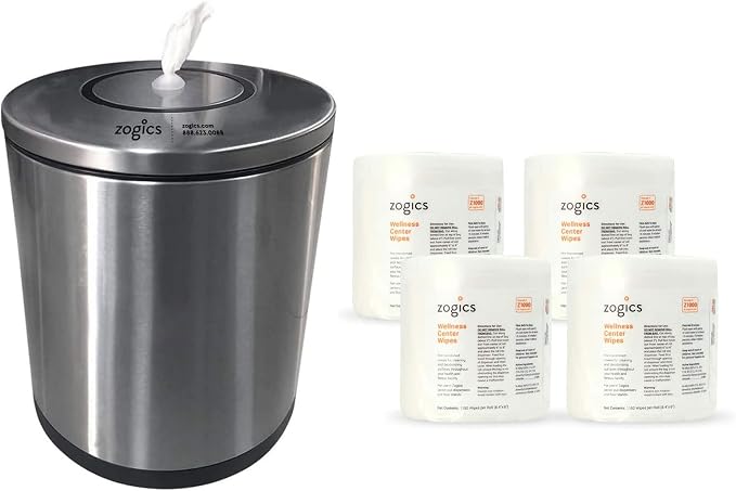 Zogics Wellness Center Wipes and Tabletop Stainless Steel Wipe Dispenser by Zogics