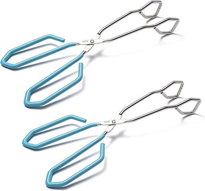 Tongs 11-Inch Stainless Steel Scissor Style, Blue, 2-Piece Set