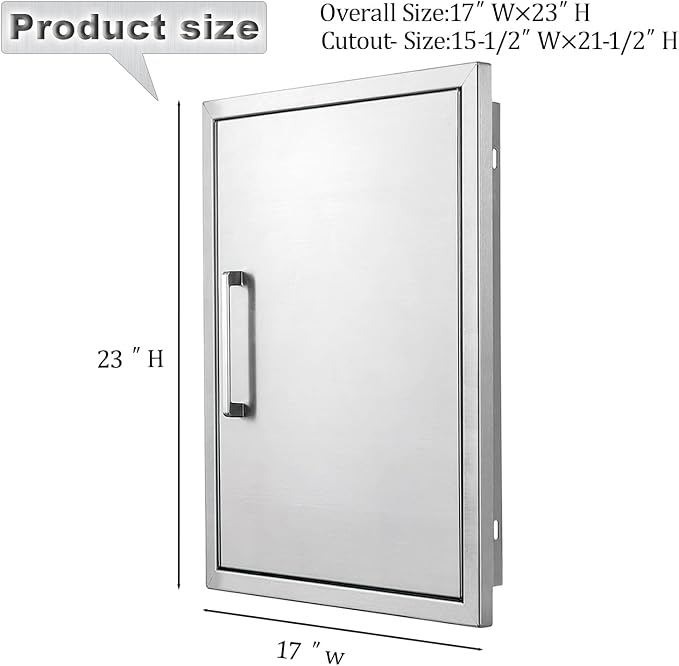 Outdoor Kitchen Door, 17 "W23 H Outdoor Kitchen Access Door, Stainless Steel - Image 2
