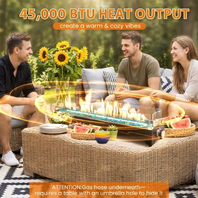 GRISUN 28" Table Top Propane Fire Pit, 000 BTU Tabletop Gas Fire Pit, Tabletop - Image 4
