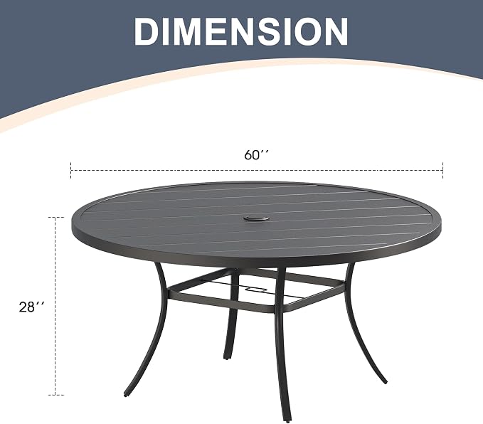 VICLLAX Round Patio Dining Table, Metal Outdoor Dining Table - Image 2