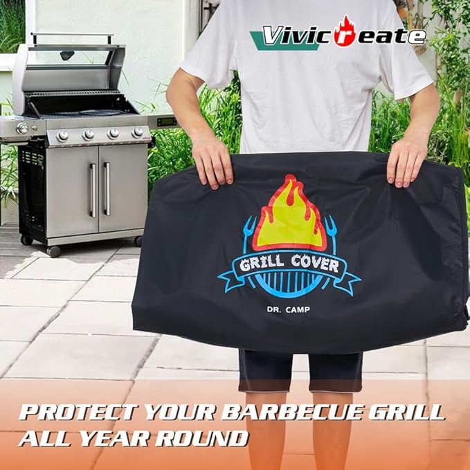 Vivicreate Waterproof BBQ Grill Cover 52 Inch Heavy Duty 420D Fabric Outdoor - Image 4
