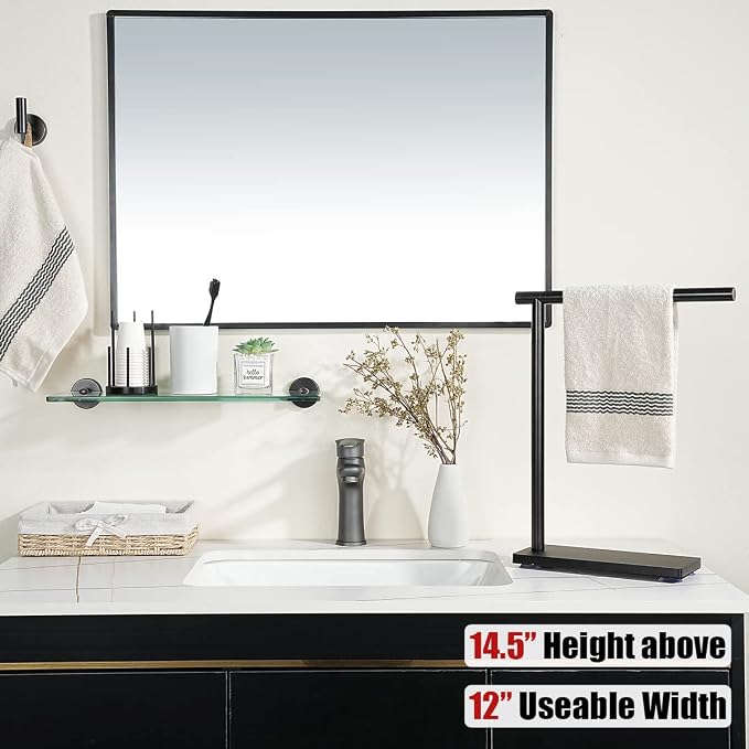 JQK Hand Towel Holder Stand Oil Rubbed Bronze, Modern Tree Rack Free Standing - Image 3