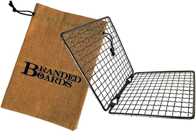 Portable Bushcraft Stainless BBQ Cooking Grill Grate, Bamboo Cutting Board by BrandedBoards