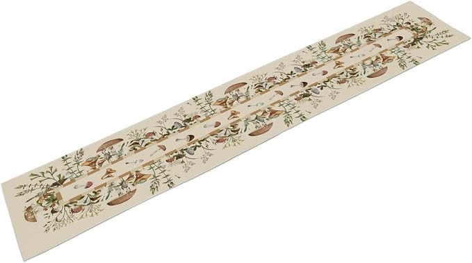Wild Mushroom Table Runner, Retro Floral Plants Botanical Print Table Cover - Image 7