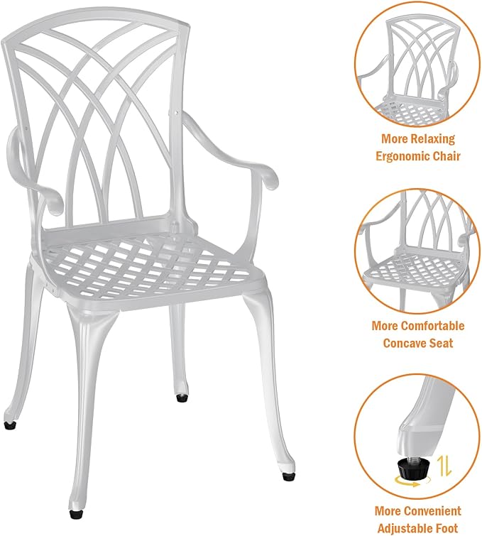 Patio Bistro Set 3 Piece, Cast Aluminum Bistro Set - Image 4
