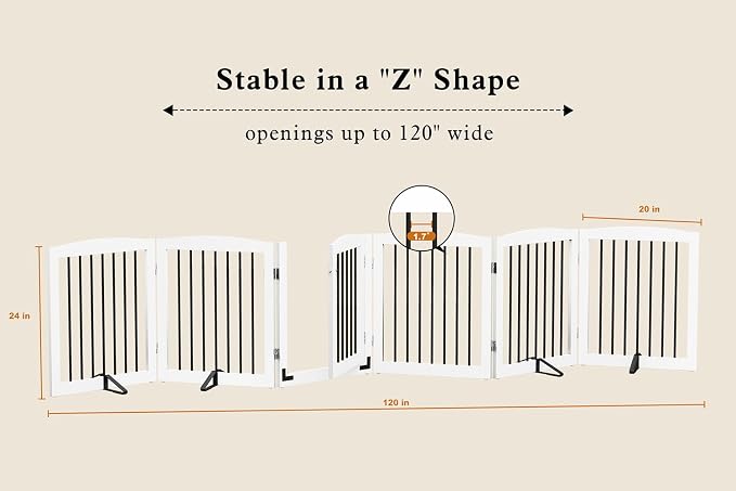 Freestanding Pet Gates with Walk Through Door, Dog Indoor Fence, Dog Gate - Image 6