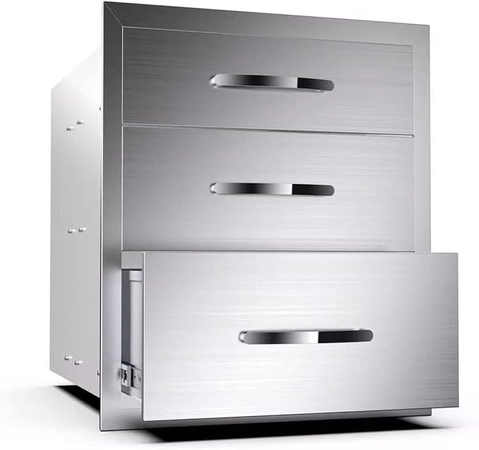 Outdoor Kitchen Drawers, Box Frame Style Flush Mount BBQ Drawer w/Stainless by OLIPIC