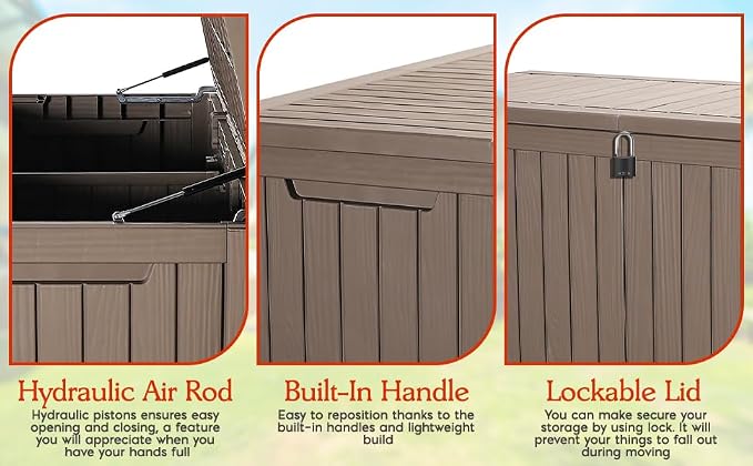 180 Gallon Large Resin Outdoor Storage Deck Box, - Image 5