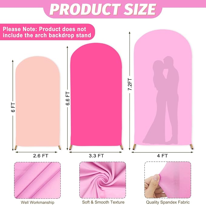 MODFUNS Colorful Arch Backdrop Cover 6&6.6&7.2ft Spandex Arch Cover Set of 3 - Image 3