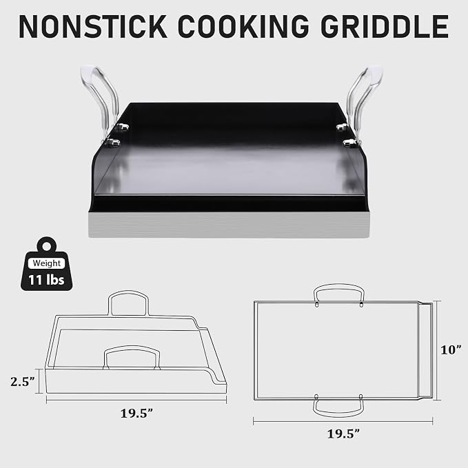 Utheer 19.5" x 10" Ceramic Nonstick Stainless Steel Griddle - Image 2