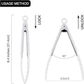 Tongs Set of 3 Stainless Steel Silicone Heads, 7 Inch, Snow White