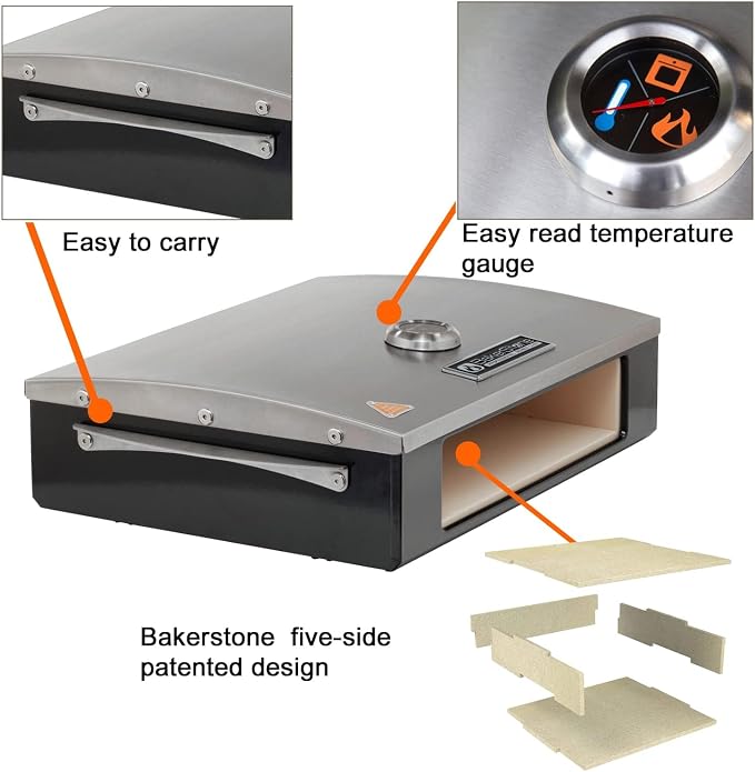 BakerStone Pizza Oven for Grill Top, 5-sided Pizza Stone Outdoor Pizza Oven - Image 4