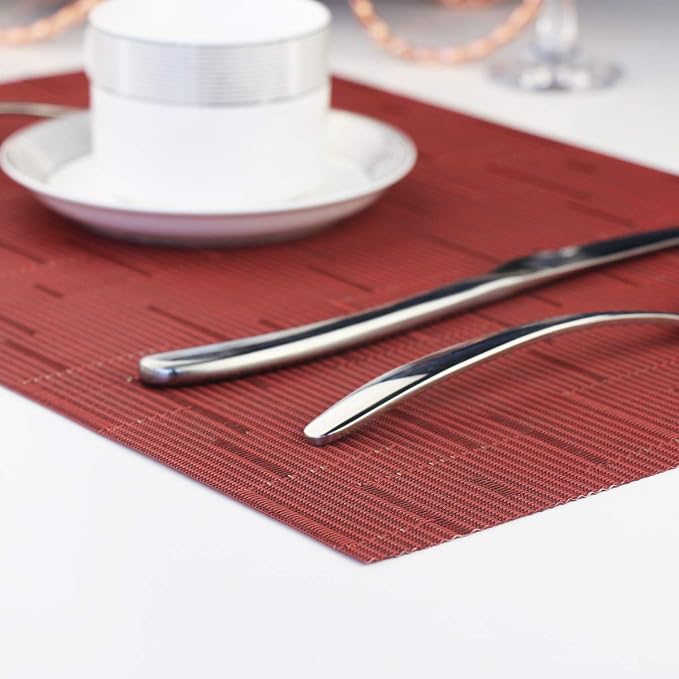 PIGCHCY Placemats, Washable Durable Vinyl Woven Table Mats, Elegant Heat - Image 3