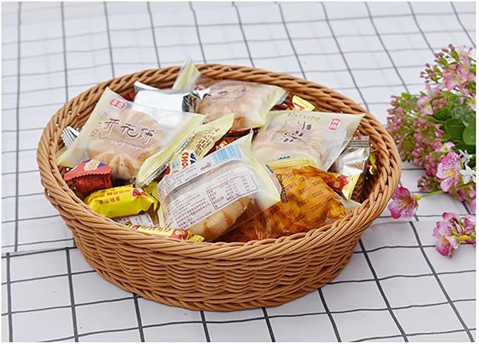 RT&BS Round Wicker Bread Basket, Christmas Food Baskets, Eco-Friendly Sturdy - Image 5