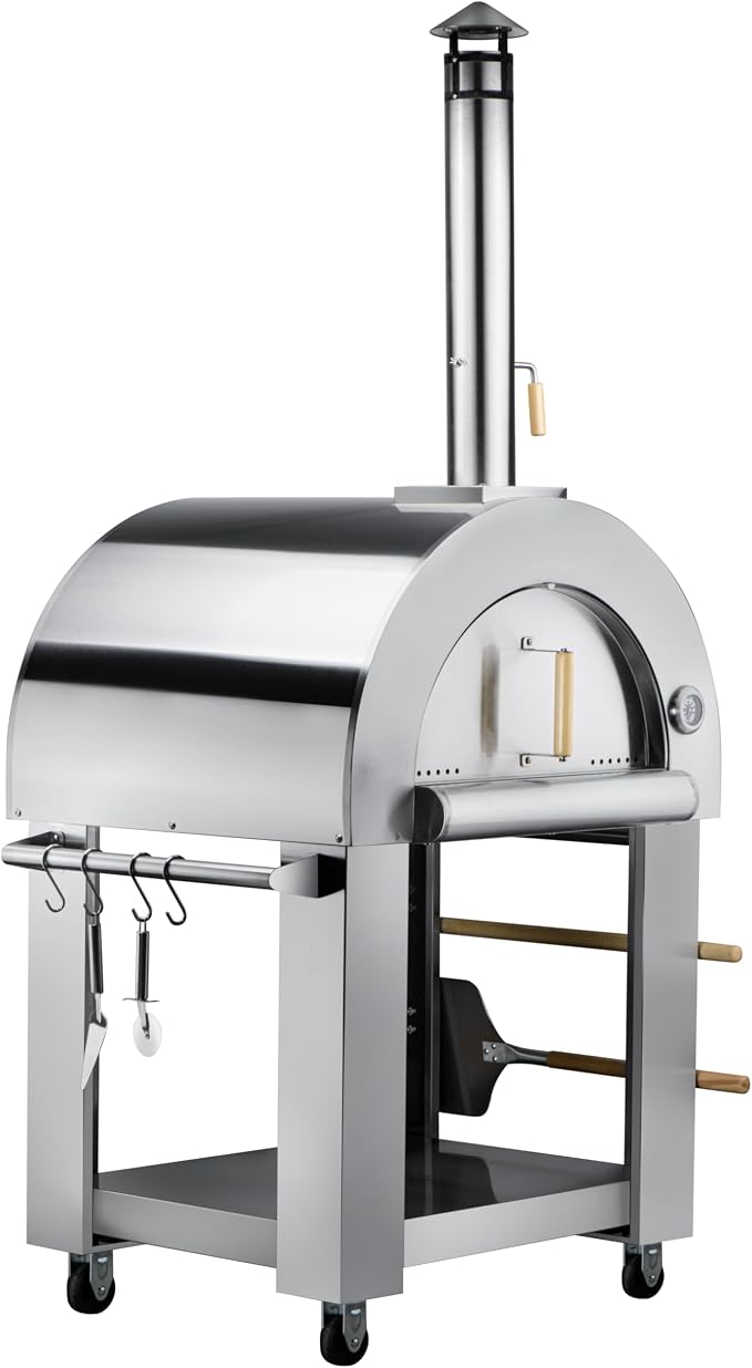KoolMore 32 in. Outdoor Wood Fired Pizza Oven in Stainless-Steel - Image 11