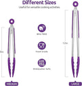Tongs with Silicone Tips, Locking Stainless Steel, Purple