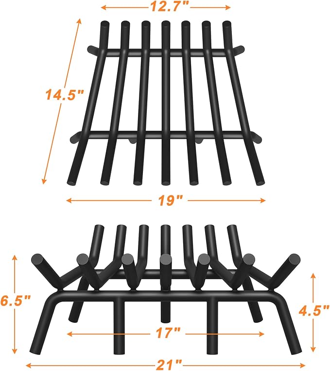 Fireplace Grate 21 Inch with 7 Support Legs, Round Solid Steel Heavy Duty - Image 2