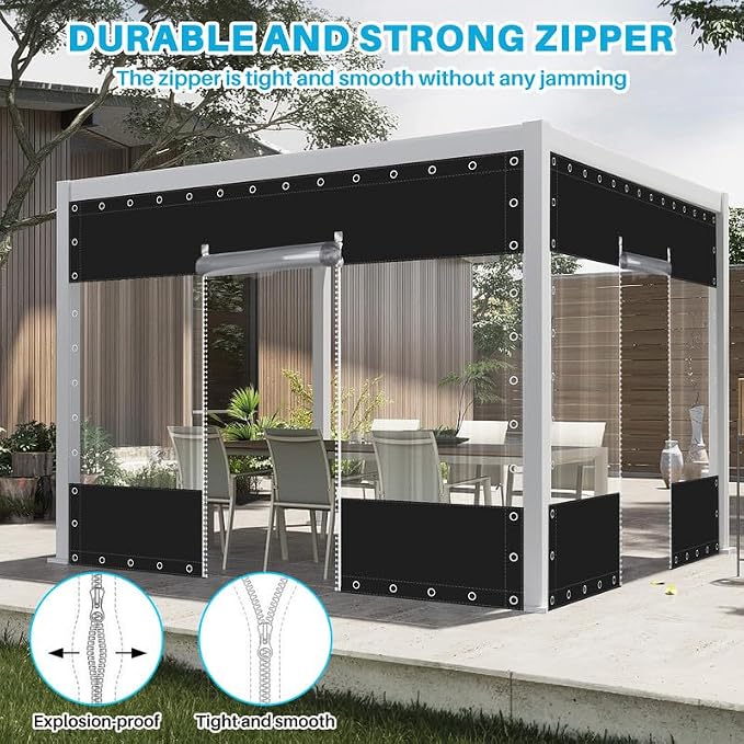 Clear Vinyl Curtains with Zippered Entry, 23oz Heavy Duty Waterproof Anti-UV - Image 6