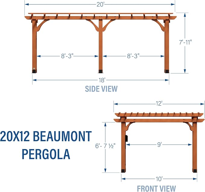 Backyard Discovery Beaumont 20' x 12' Traditional Cedar Wood Pergola Kit - Image 3