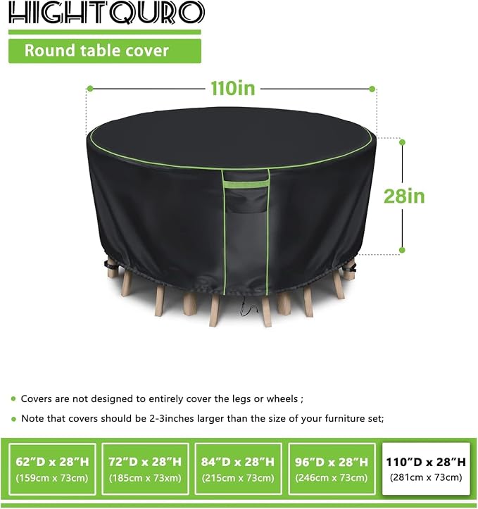 Round Patio Table Cover for Outdoor Table Chairs Set, 600D Outdoor Furniture - Image 2