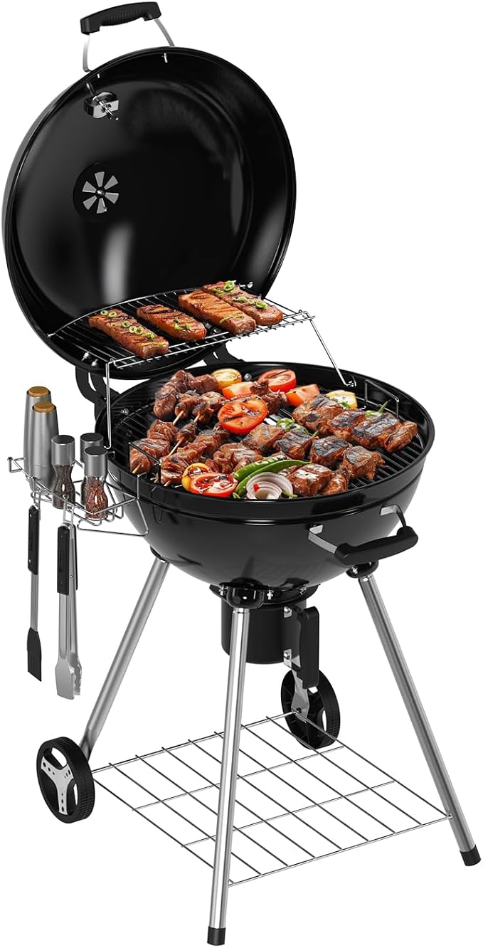 22 inch Premium Charcoal Grill, Kettle Barbecue and Smoker Grills 500+ Sq. In. by GRILIFE