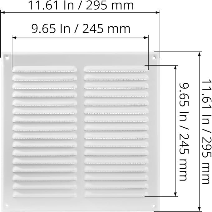 Square Ventilation Grille / 10" x 10" Inch Inside Measurement/White Metal Air - Image 2