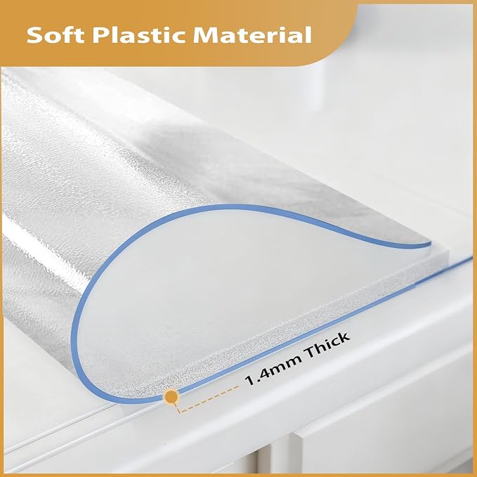 Frosted Table Protector 24 x 48 Inch, 1.4mm Thick Waterproof PVC Plastic Table - Image 3