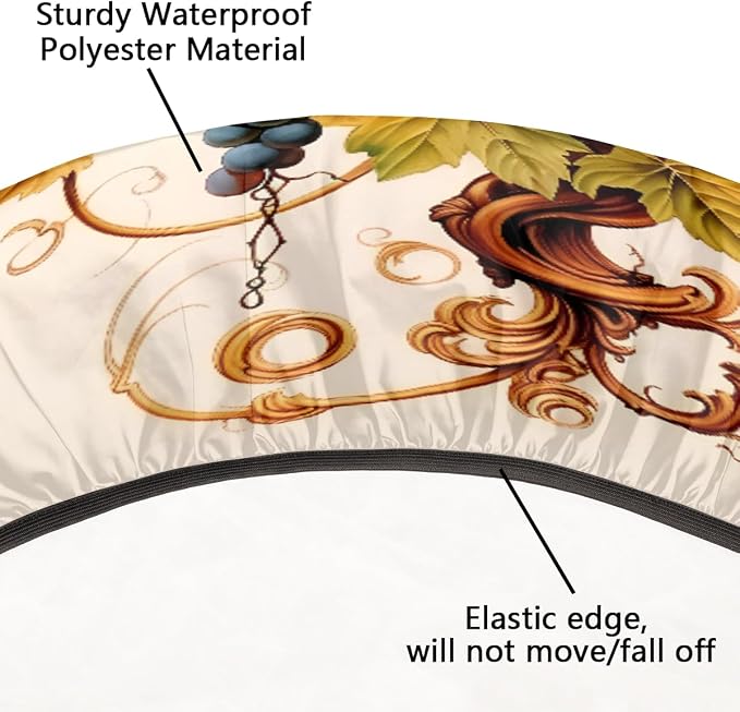 Grape Green Leaf Fresh Fruit Round Table Cloth Cover, Elastic Edge Waterproof - Image 5